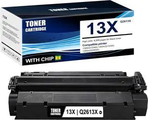 Ennovor 1-Pack Black 13X Q2613X Toner Cartridge: Compatible 13X Q2613X Replacement for HP 1300(Q1334A) 1300n(Q1335A) 1300xi(Q2484A) Printer