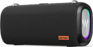 Vibe Pro Outdoor Bluetooth Speaker, 80W Peak Loud Portable Wireless Speaker, Waterproof IPX65, Deep Bass, RGB Lights, Studio Quality Sound Powered by Waves Audio, Party & Pool Ready (Black)