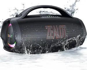ZEALOT Big Bluetooth Speaker Loud, Protable Speaker with Subwoofer, 160W RMS/200W Peak, Massive Bass Boombox, IPX6 Waterproof/Party/Outdoor/Wireless Stereo Pair/EQ/Fast Charge /36000mAH