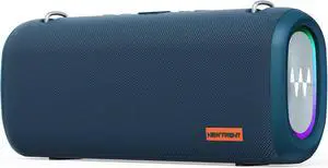 Vibe Pro Outdoor Bluetooth Speaker, 80W Peak Loud Portable Wireless Speaker, Waterproof IPX65, Deep Bass, RGB Lights, Studio Quality Sound Powered by Waves Audio, Party & Pool Ready (Blue)