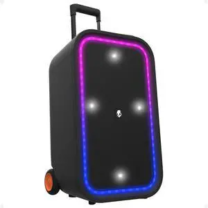 Skullcandy Stomp XXL Bluetooth Speaker - IPX5 Waterproof Wireless Portable Speaker, 2 LED Modes, 12 Hour Battery, Multi-Link, Microphone Included, Tough Wheels & Pop-Up Handle for Easy Portability