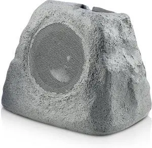 Gemini Portable Solar-Powered Bluetooth Rock Speaker w/Multi-Link, Weather-Resistant Design for Outdoor Entertainment, Wireless Connectivity, and Ambient LED Lighting (GHRK-500LTMS)