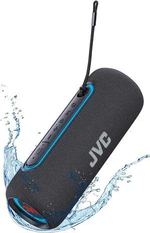 JVC Illuminated Portable Wireless Speaker with 20W max outputs, Dynamic Sound, Bluetooth 5.0, TWS Capability, USB-C, IPX5, AUX in, up to 5-Hour Battery Life - SPPA5BTB (Black)