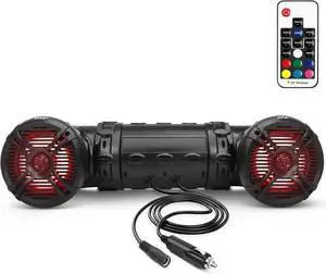 Pyle Bluetooth Speakers 800 Watt 6.5 Inch Amplified Sound System with Multi-Color LED Lights, Waterproof Marine Bluetooth Wireless Speakers with Weatherproof Design, Ideal for Outdoor and Vehicle Use
