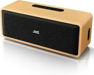 JVC Portable Wireless Bluetooth Stereo Speaker  Genuine Wood, Retro Style, Rich Sound, 12 Hr Battery, Palm-Sized, for Home, Office, or Outdoors, USB-C and Aux Input