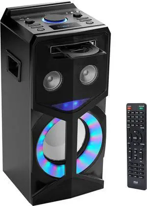 Pyle Karaoke Vibe PA Bluetooth Audio VIDEO/DVD Speaker System - 800W Multimedia CD/DVD Player for TV, Projectors, w/FM, USB, MIC, AUX, HDMI, RCA Inputs, Echo & LED Mode, w/Remote Control - PKRK270BT