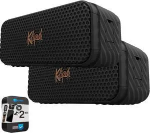 Klipsch Nashville Portable Bluetooth Speaker, IP67 Waterproof, 24h Playtime (Pair) Bundle with 2 Year Enhanced Protection Pack