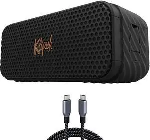 Klipsch 1071975 Nashville Portable Bluetooth Speaker, IP67 Waterproof, 24h Playtime Bundle with Deco Essentials 6 Foot Braided USB-C to USB-C Cable