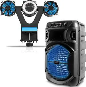 Technical Pro Speaker and Grill Fan Kit, 8" 1000W Bluetooth Speaker Woofer Festival PA LED Speaker USB Wireless Stereo System, LED BBQ Grill Fan 2 Rotating Fans,