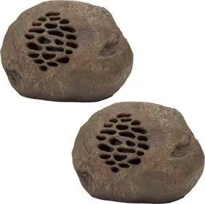 Alpine Corporation Weather-resistant Bluetooth Solar-Powered Outdoor Wireless Rock Speaker - Set of 2