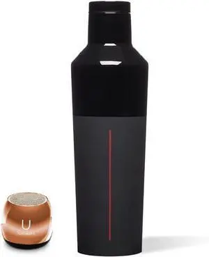 U Speakers Micro Portable Wireless Bluetooth Speaker with Mic & Selfie Remote Control Rose Gold Mirror Active Lifestyle Travel Bundle with Insulated Galaxy Far Away Trendy 16 oz. Canteen Bottle Black