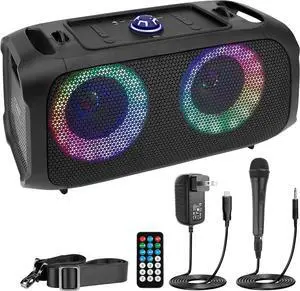 Pyle Wireless Portable Bluetooth Boombox Speaker - 500W Rechargeable Boom Box Speaker Portable Barrel Loud Stereo System - Flashing LED, FM Radio/Aux/MP3/USB Flash Drive/Micro SD, & 1/4 in -PPHP652B