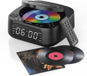 CD Player Portable,MONODEAL CD Players for Home,Desktop Portable CD Player with Bluetooth Speakers,Wireless Charging,Alarm Clock,SleepTimer,Supports CD/Bluetooth/FM Radio/USB Drive/AUX,Remote Control