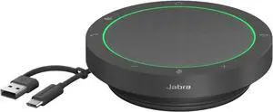 Jabra Speak2 40 Portable Speakerphone with 4 Noise-cancelling Mics, Full-range 50mm Speaker, Wideband Audio and USB A and USB C connections - MS Teams Certified, Works with Other Platforms - Dark Grey