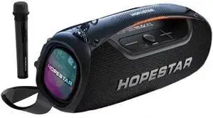 100W Portable Wireless Bluetooth Speaker with Handle and 1 Microphone, Stereo Audio Hopestar Series (Black)