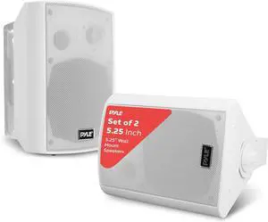Pyle 5.25" Wall Mount Bluetooth Speakers, Waterproof Indoor/Outdoor Speaker System, 240W Max, Marine Grade, Wireless Music Streaming, Full Range Stereo, Suitable for Patio, Poolside, Home (White Pair)