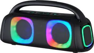 IQ Sound IQ-3540BT Portable Bluetooth Speaker with RGB Lights, TWS, Enhanced Stereo Sound, Voice Assistant Control, Hands-Free Mic, RGB Lighting Modes, A2DP Bluetooth, USB/Micro SD/FM Radio Inputs