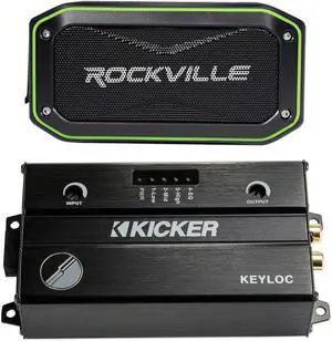 Kicker KEYLOC DSP Smart Powered Line-Out Converter 47KEYLOC Bundle with Rockville Rock Anywhere Waterproof Portable Bluetooth SpeakerwithTWS Stereo Linking