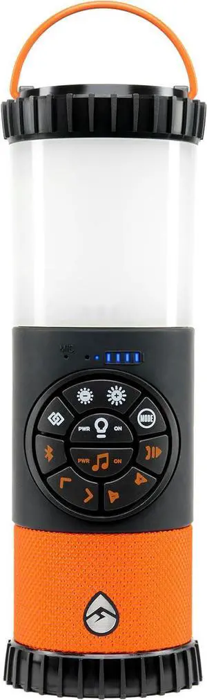 ECOXGEAR EcoLantern: Indoor/Outdoor Portable Bluetooth Speaker, 88dB Loud, IP67 Waterproof, with 360 Degree Sound and Party Lights, 20+ Hours Playtime (Orange)