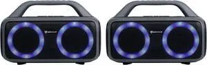 Rockville (2) RPB50 Portable Bluetooth Speakers w/LED+Wireless Stereo Linking