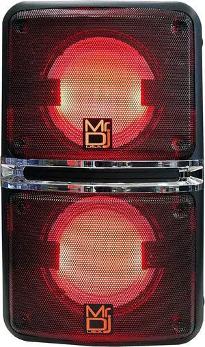 Mr. Dj GO PACK Dual 6.5" Portable Outdoor Speaker BUILT-IN Bluetooth, USB/Micro SD Card Reader, with Rechargeable Battery & LED Accent Lighting 1200W P.M.P.O