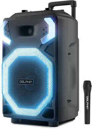 Dolphin X-BASS Portable Party Bluetooth Speaker with Bass Boost, LED Lights, & 100 RMS Watts of Power, 25-Inch Tall