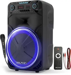 Dolphin BoxParty 1500: High Power 15" Woofer w/Loud & DEEP BASS | Portable Party Bluetooth Speaker with Sound Activated Lights
