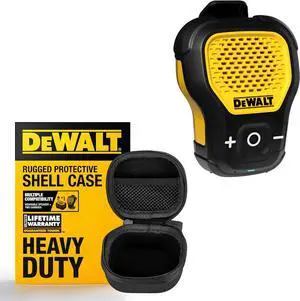 DEWALT Wearable Bluetooth Speaker & Heavy-Duty Protective Case Bundle, Water-Resistant, Clip-On Wireless Speaker w/Mic + EVA Hard Shell Travel Case for TWS Earbuds or Speaker