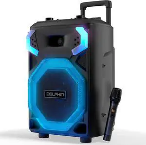 Dolphin SP-3112RBT High Powered Portable Bluetooth Speaker  12-Inch Woofer, TWS, X-BASS, UHF Microphone, Dynamic LED Lights, Long Lasting Battery