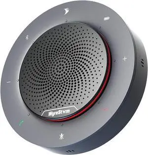 WYRESTORM Halo 60 Portable USB & Bluetooth Conference Speaker, 4 Noise-canceling Mics, Enhanced 360° Voice Pickup. AGC Voice Balance, Full-Duplex, with 10-Hour Rechargeable Battery Life