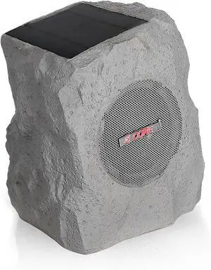 5 CORE Outdoor Speakers Bluetooth Waterproof Pair Linkable TWS Patio Pool Garden Wireless 10W RMS Solar Rock Speaker w RGB Light - GRDNSPK SP Gry 1PC