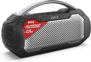 Pyle Portable Bluetooth Speaker, IPX6 Waterproof Wireless Speaker with TWS Function, Rechargeable Battery, Built-in Microphone, 7-8 Hours Play Time, 20W Stereo Sound, Outdoor and Indoor Use
