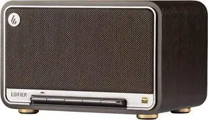 Edifier D32 Tabletop Wireless Speakers 60W RMS, Hi-Res Audio Bluetooth 5.3 Speaker Support LDAC, Portable Retro Wooden Compatible with AirPlay2, USB-C and AUX Inputs, 11 Hours Playtime, Black