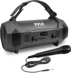 Pyle Wireless Portable Bluetooth Boombox Speaker - 600W Rechargeable Boom Box Speaker Portable Barrel Loud Stereo System with AUX Input, USB, 1/4" Mic in, Fm Radio, Dual 4" Subwoofer - Pyle PBMSPG122