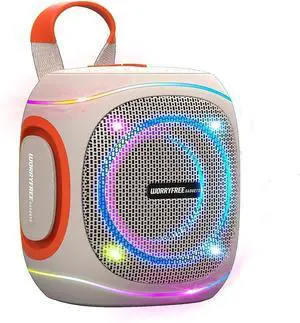WorryFree Gadgets 10W Portable Speaker with RGB Lights, Big Bass LED Lights, Supports TF Card/USB, AUX in, TWS for Party (Off White)