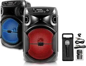 Technical Pro 2 BOOMPACK8 8" Wireless Rechargeable Bluetooth Speakers+Microphone