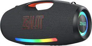 ZEALOT 250W Loud Bluetooth Speaker, Wireless Speaker for Party, Massive Bass, Portale Speakers with Subwoofer, HiFi Sound, IPX6 Waterproof, EQ, DJ Light, 48000mah, Outdoor Party, Pool, Beach