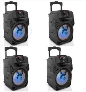 Pyle PPHP844B 400 Watts Portable Indoor Outdoor Bluetooth Speaker System with Rechargeable Battery and Flashing Party Lights (4 Pack)