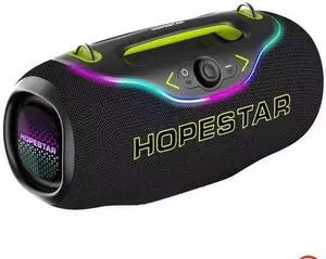 200W Wireless Bluetooth Speaker with 1Microphone, RGB Lights, Mic with EQ & Volume Control, 10M Range, Shock Heavy Bass, Long Battery Life TWS USB/AUX/TFCard input for Party, Outdoor/Indoor (Black)