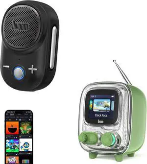 Divoom Sound & Style Bundle  Retro Tiivoo Pixel Speaker + Portable Itour-S Clip-on Speaker | Home & Outdoor Bluetooth Audio with Pixel Art Fun