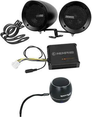 Memphis MXABMB2 (2) Powersports Speakers+Amplifier+Portable Bluetooth Speaker