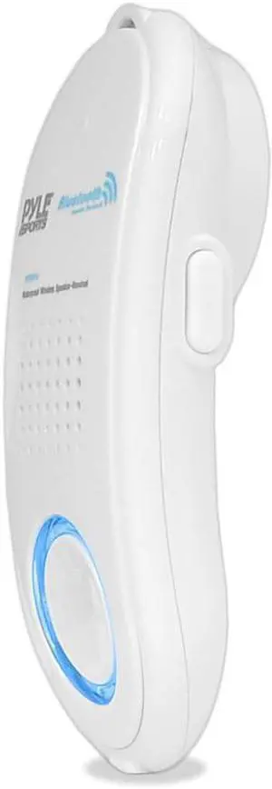 Pyle Portable Wireless Waterproof Handset Speaker - Bluetooth Compatible Rechargeable Battery Powered Shower Outdoor Loud Speaker w/ Microphone - USB Charger - iPhone Android -PBTWP24WT (White)