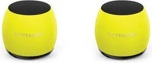U Speakers Micro Bluetooth Computer Speaker 2-Pack Bundle with Matching Speaker, Built-in Mic & Selfie Remote Control, for Workspace, Desktop, Laptop, Mobile, Tablet, PC - Glow Neon Yellow