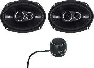 KICKER Pair 43DSC69304 DSC6930 6x9 360 Watt 3-Way Car Audio Speakers 4-Ohm DS693 Bundle with Rockville RPB2-BLACK Portable Bluetooth Speaker (2 Items)