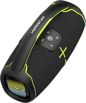 WorryFree Gadgets Portable Bluetooth Speaker with Carry Handle, 50W Stereo, Wireless Audio, IPX6 Waterproof, Colorful LED, for Party Outdoor/Indoor Hopestar Series (Black)