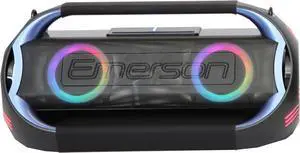 Emerson EDSP-5000 Triad Grip Portable Bluetooth LED Party Speaker | Powerful Sound, Wireless Streaming, Multicolor Light Show, Built-in Rechargeable Battery, USB/AUX/FM Radio for Parties & Events