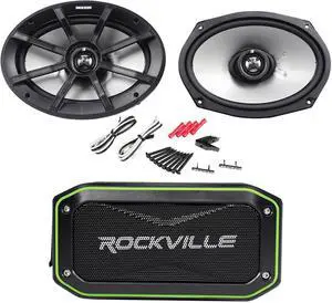 KICKER (2) 40PS694 6x9 180w Marine Motorcycle Speakers+Free Bluetooth Speaker