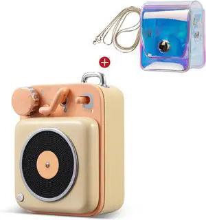 Muzen Mini Bluetooth Speaker, Button Portable Metal Small Cute Wireless with Bag Rechargeable HiFi Loud Volume Audio Speaker with Portable Lanyard and Gift Box,