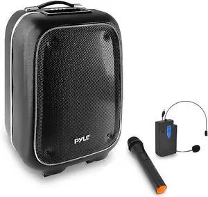 Pyle Portable PA Speaker and Microphone Kit - Bluetooth PA Speaker System with Karaoke Microphone, FM Radio, MP3/USB/Micro SD Readers