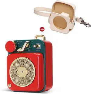 Muzen Mini Bluetooth Speaker, Button Portable Metal Small Cute Wireless Rechargeable HiFi Loud Volume Audio Speaker with Portable Lanyard and Gift Box, Classic Retro Decor